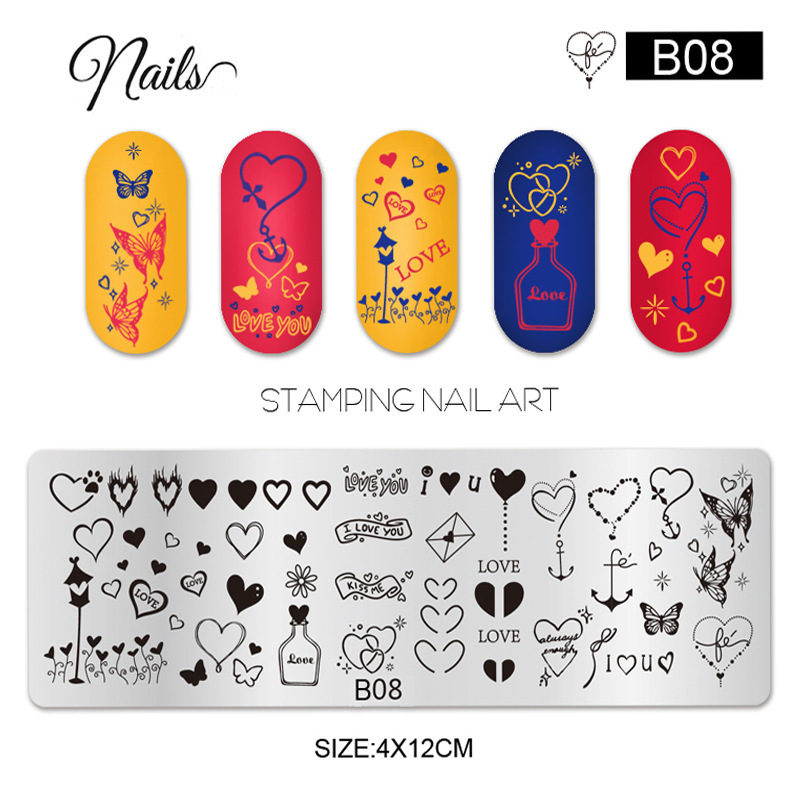 2024 Nail Art Stamping Plates Image Templates DIY Smile Heart Shapes French Nail Stencils (SNA05)