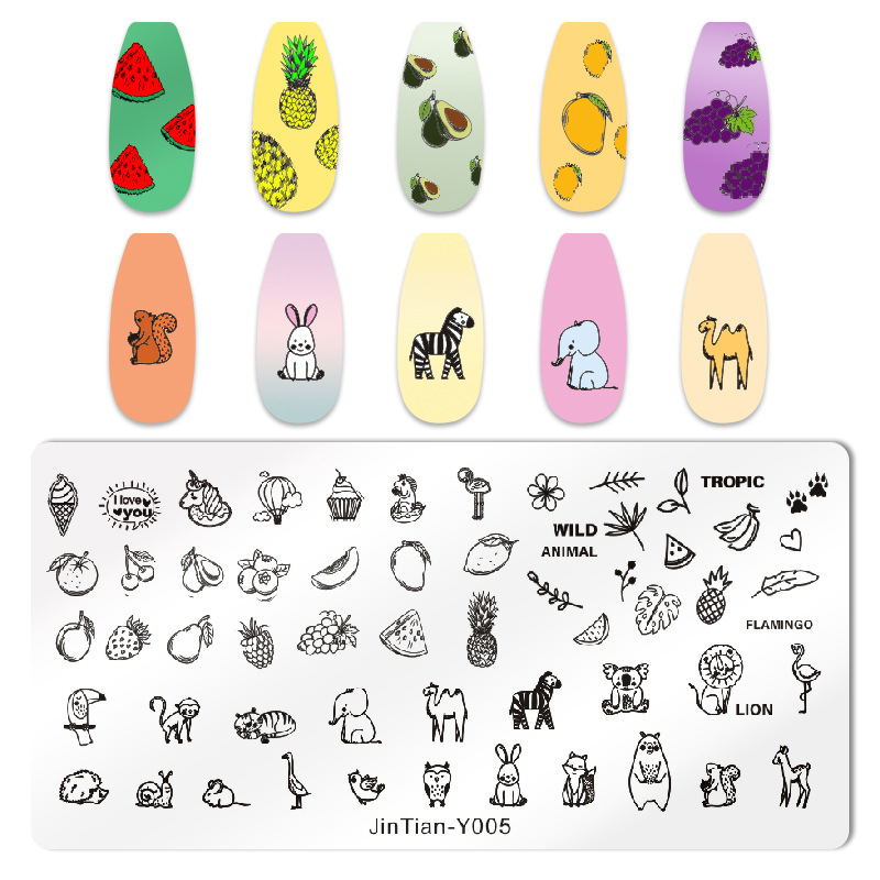 Wholesale DIY Nail Stamping Plates Animals Fruits Sun Moon Star Light Nails Art (SNA06)