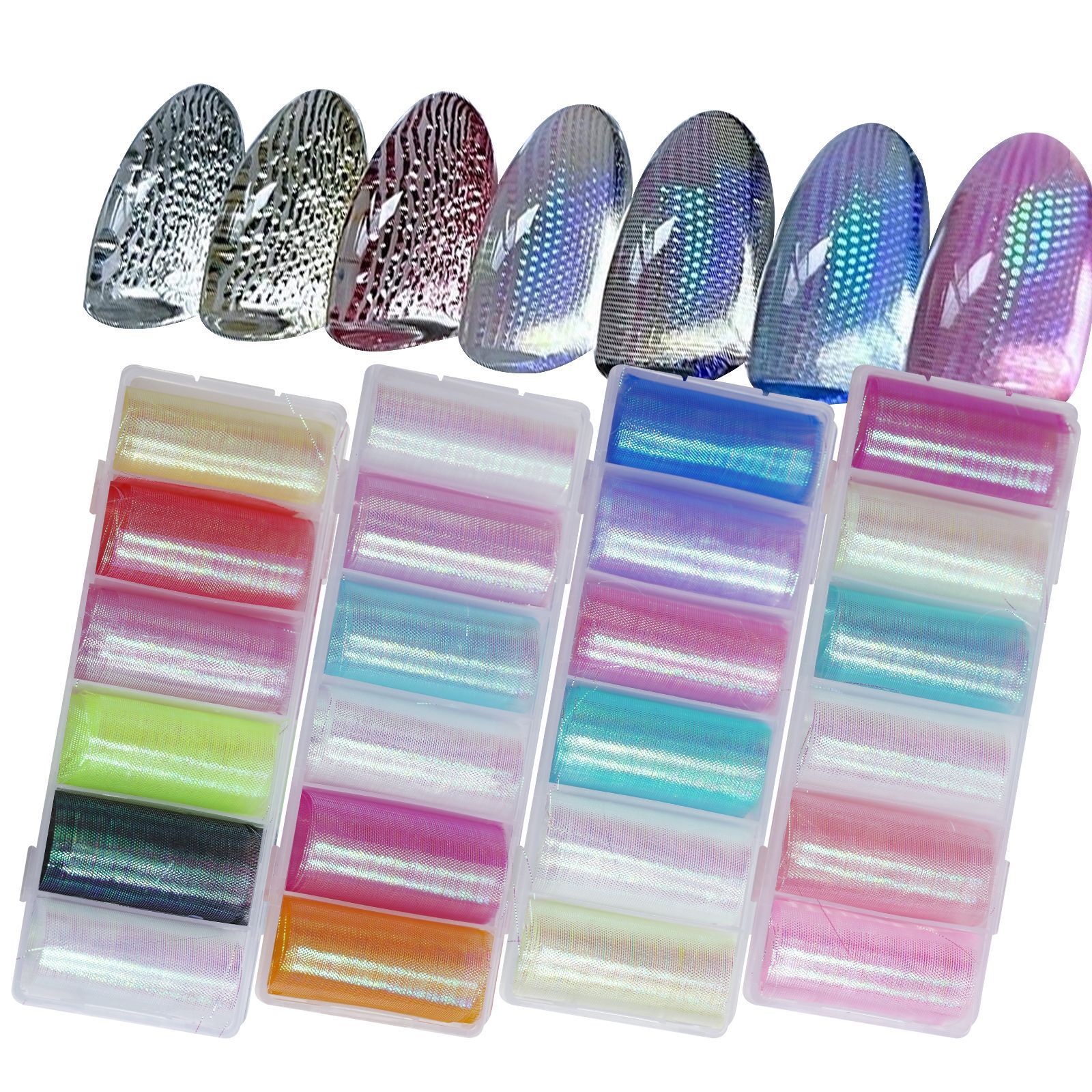Aurora Fish Scale Pattern Nail Art Stickers 6 Grids DIY Nail Art Accessories (NS01)
