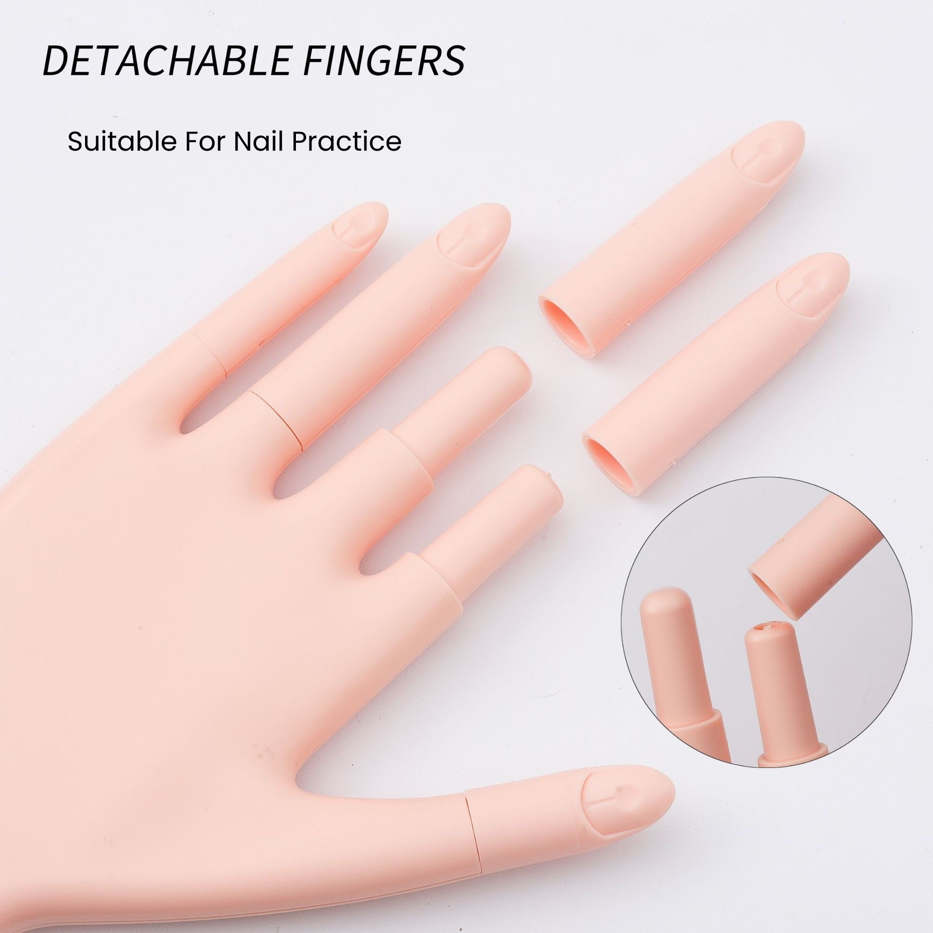 2024 Latest Nail Training Hands Silicone Detachable Fake Fingers Practice Hand (H01)