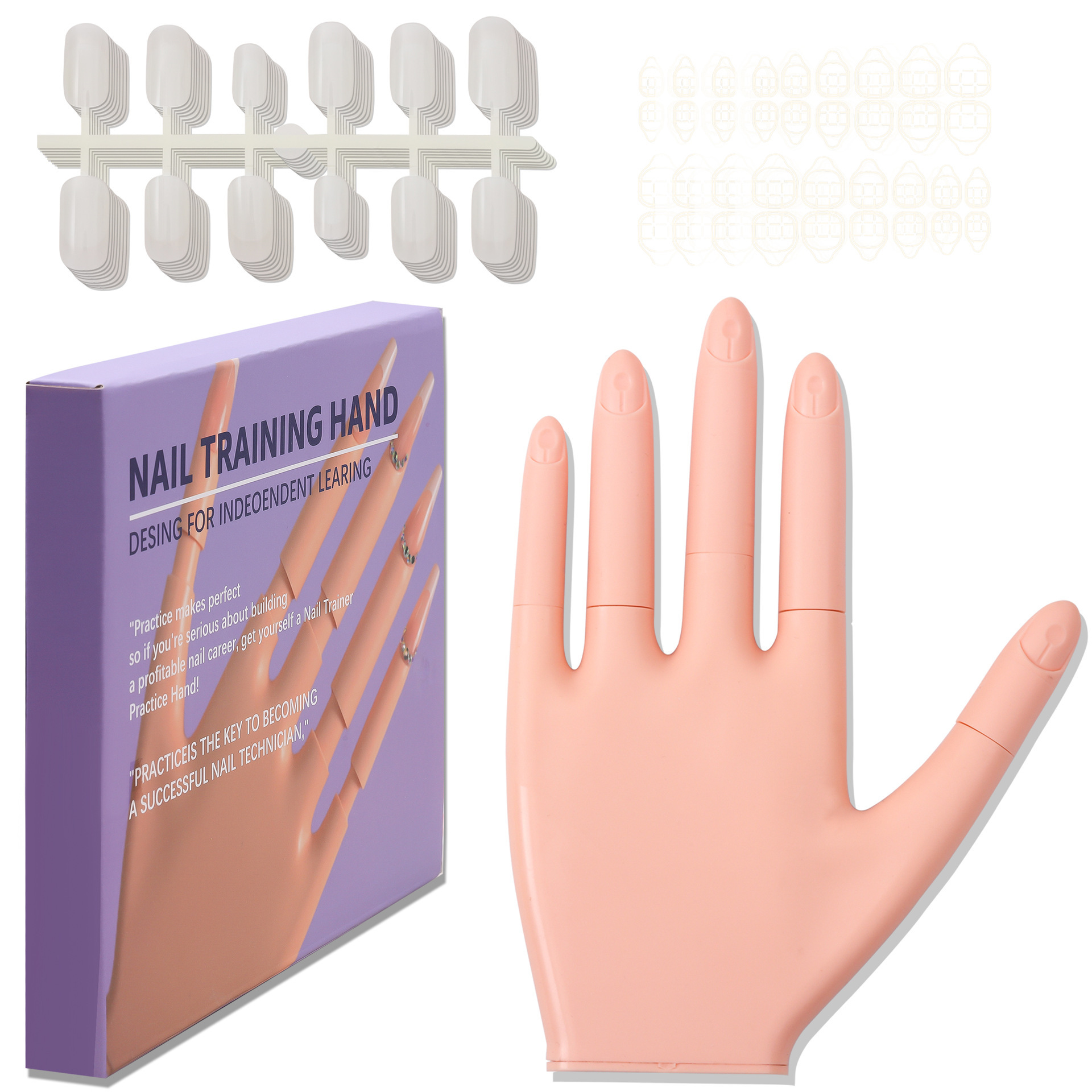 2024 Latest Nail Training Hands Silicone Detachable Fake Fingers Practice Hand (H01)