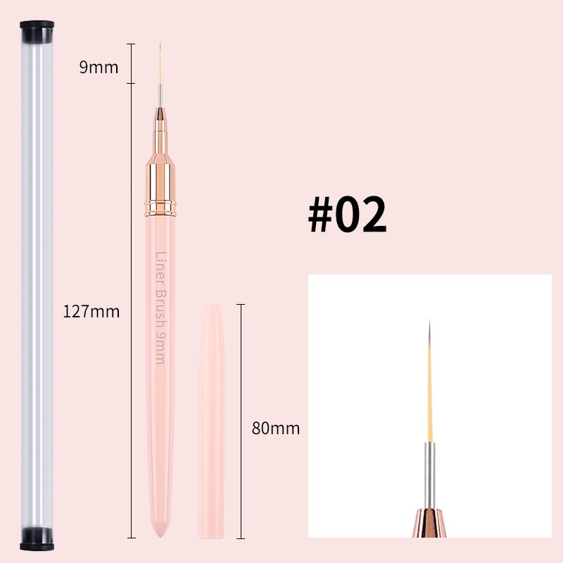 2024 Pink Color Nail Art Liner Metal Handle Nail Brushes DIY Manicure Tools(B008)