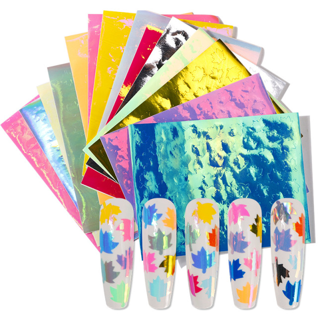 DIY Nail Art Laser Illumination Stickers Snowflake Maple Leaf 16 Colors Per Bag (NPP40)
