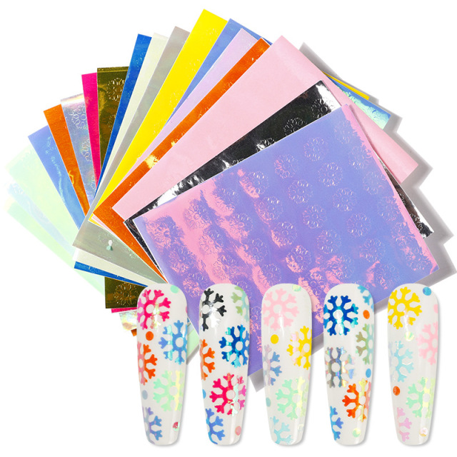 DIY Nail Art Laser Illumination Stickers Snowflake Maple Leaf 16 Colors Per Bag (NPP40)