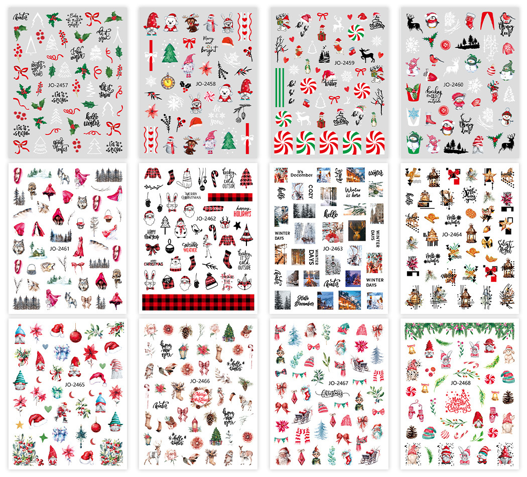 Christmas Nail Art Stickers Santa Snowflakes Butterfly Decals (NPP41)