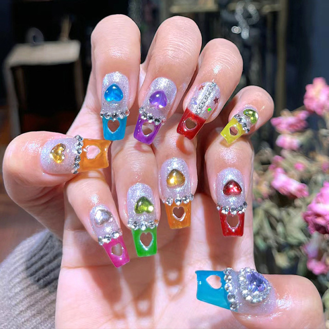 2024 Hollow Out Heart Nail Tips Artificial Nails Fake Nail Extension Tips 504 pcs Clear Natural Color For Choose (H123)