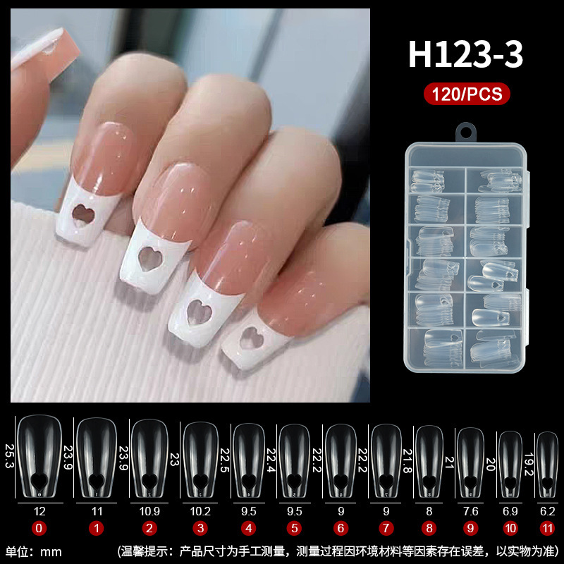 2024 Hollow Out Heart Nail Tips Artificial Nails Fake Nail Extension Tips 504 pcs Clear Natural Color For Choose (H123)