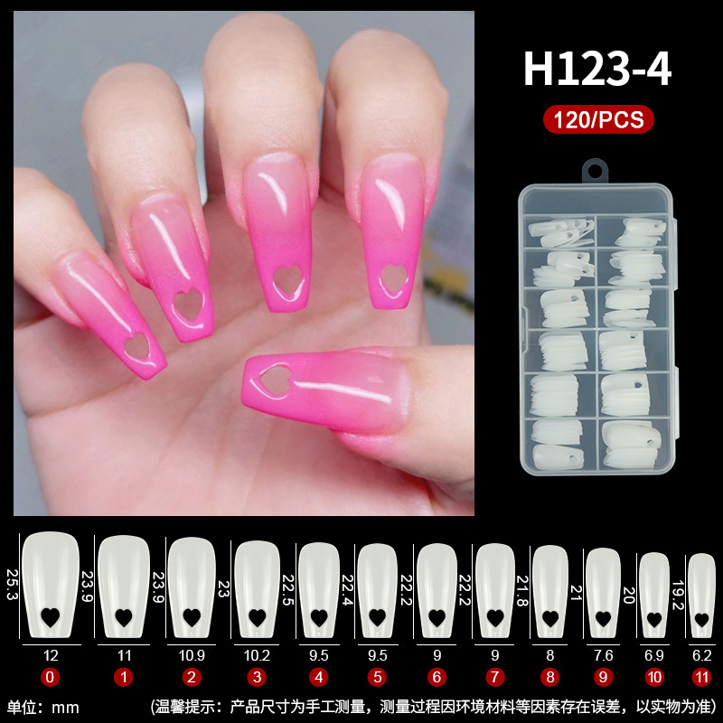 2024 Hollow Out Heart Nail Tips Artificial Nails Fake Nail Extension Tips 504 pcs Clear Natural Color For Choose (H123)