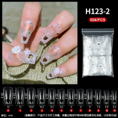 2024 Hollow Out Heart Nail Tips Artificial Nails Fake Nail Extension Tips 504 pcs Clear Natural Color For Choose (H123)