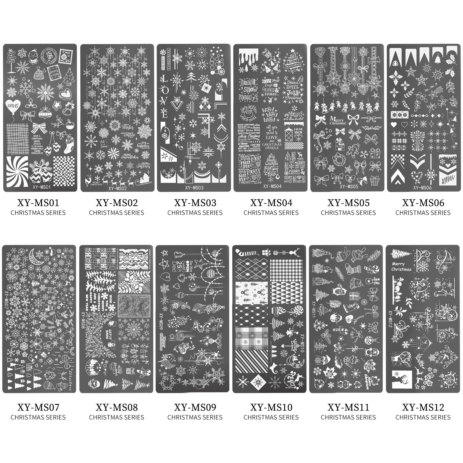 Latest Wholesale Christmas Nail Art Stamping Plates Snowflakes Santa Image Stencil Nail Templates (SNA08)