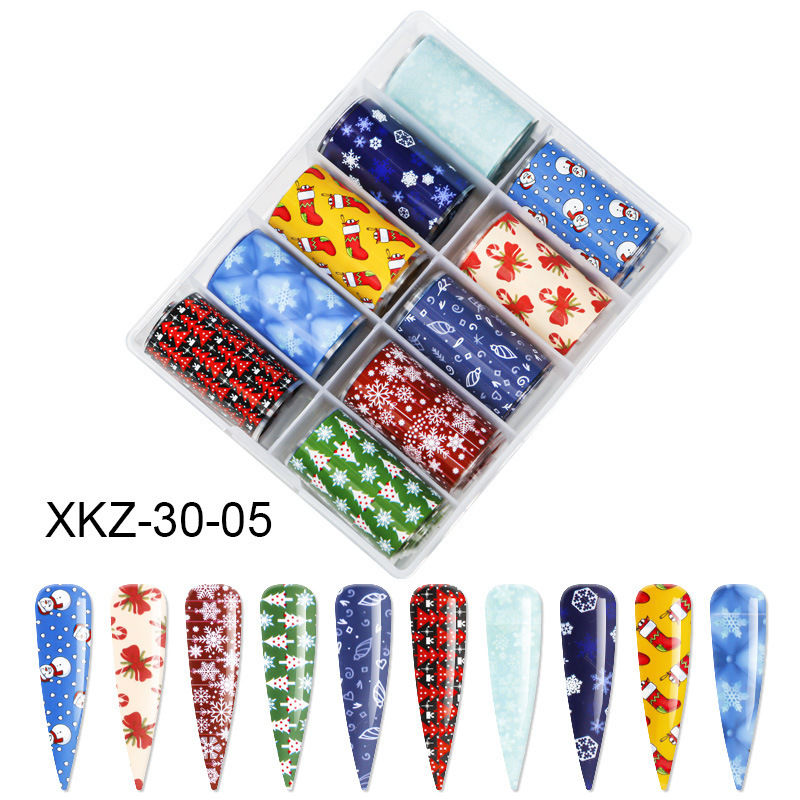 Nail Art Transfer Foil Set Christmas Snowflakes Santa Halloween Series Nail Foils (XKZ-30)