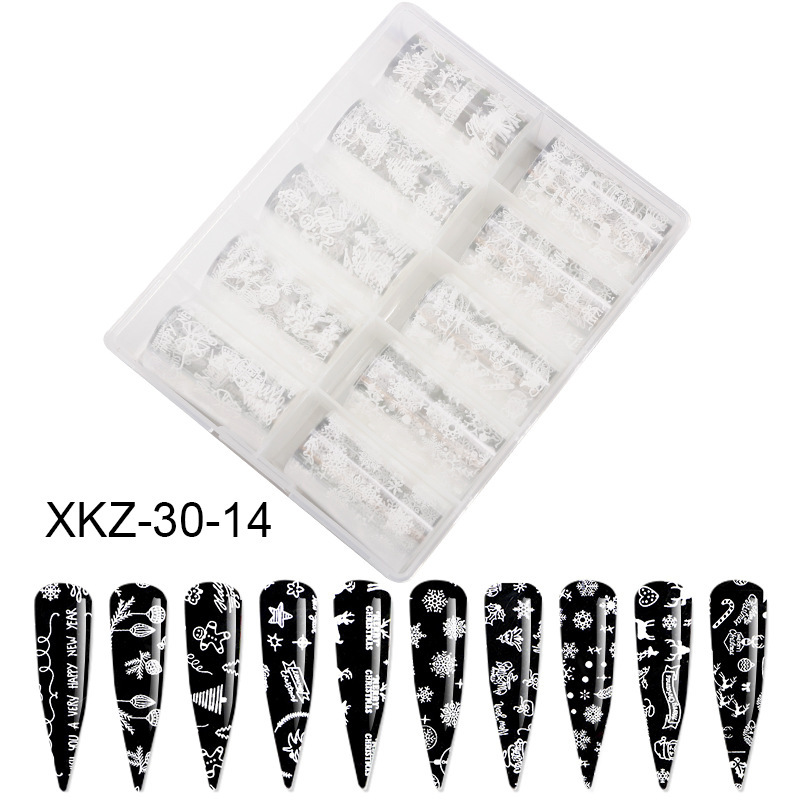 Nail Art Transfer Foil Set Christmas Snowflakes Santa Halloween Series Nail Foils (XKZ-30)