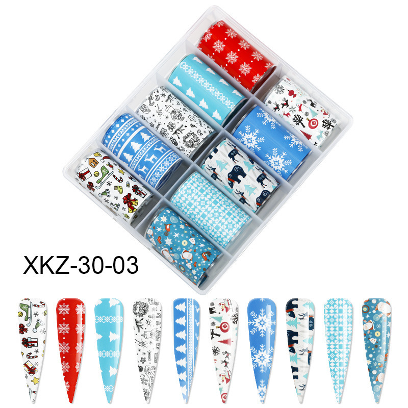 Nail Art Transfer Foil Set Christmas Snowflakes Santa Halloween Series Nail Foils (XKZ-30)