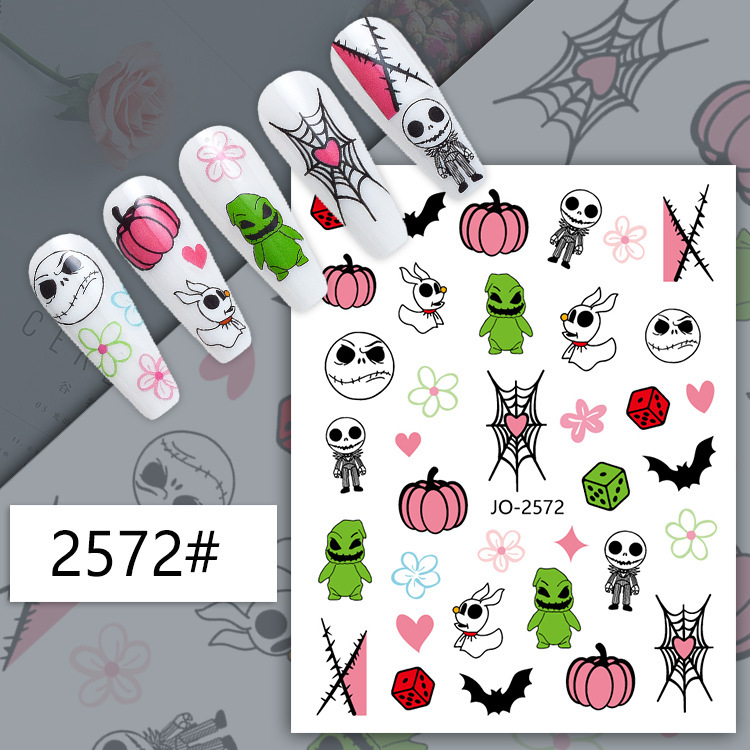 Halloween Nail Art Stickers Spider Web Skull Pumpkin Ghost Cute Cartoon Series Manicure Decoration (NPP42)