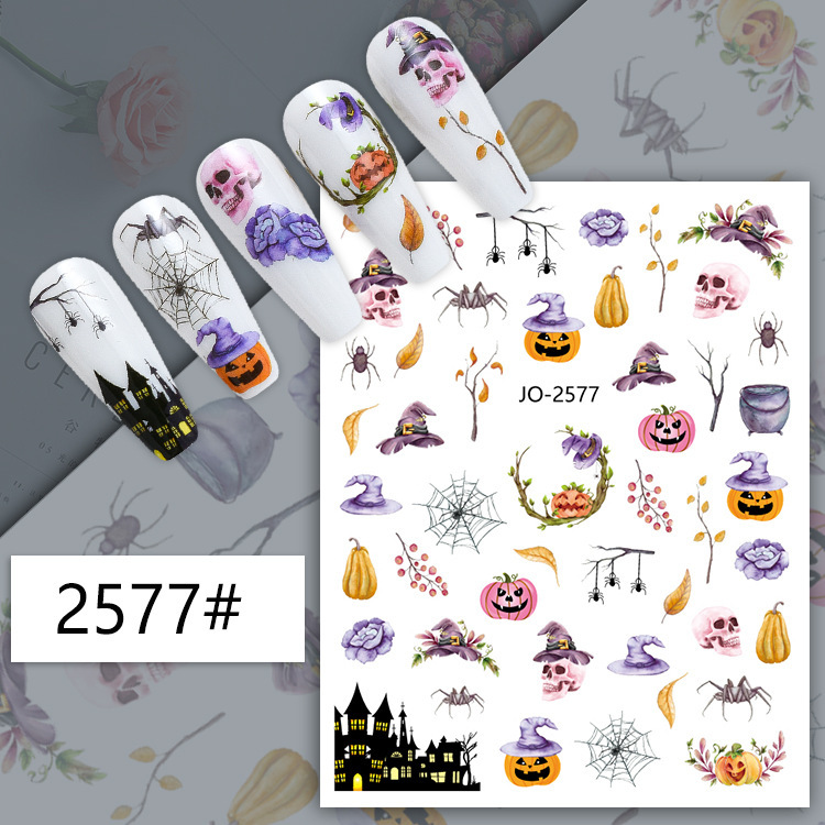 Halloween Nail Art Stickers Spider Web Skull Pumpkin Ghost Cute Cartoon Series Manicure Decoration (NPP42)