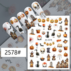 Halloween Nail Art Stickers Spider Web Skull Pumpkin Ghost Cute Cartoon Series Manicure Decoration (NPP42)