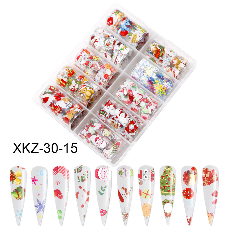 Nail Art Transfer Foil Set Christmas Snowflakes Santa Halloween Series Nail Foils (XKZ-30)
