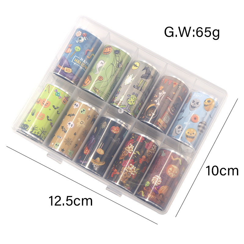 Nail Art Transfer Foil Set Christmas Snowflakes Santa Halloween Series Nail Foils (XKZ-30)