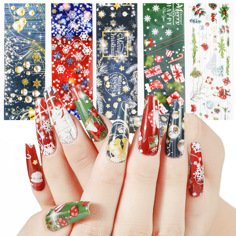 Nail Art Transfer Foil Set Christmas Snowflakes Santa Halloween Series Nail Foils (XKZ-30)