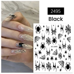 Black & Silver Nail Art Stickers Spider Web Skull Pumpkin Ghost Cool Manicure(NPP43)