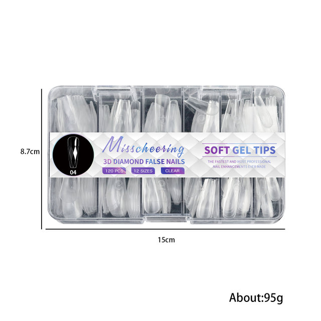 3D Diamond Shape Fake Nails Press On Nails Tips Reusable Nail Extension 120/140 pcs (NT37)