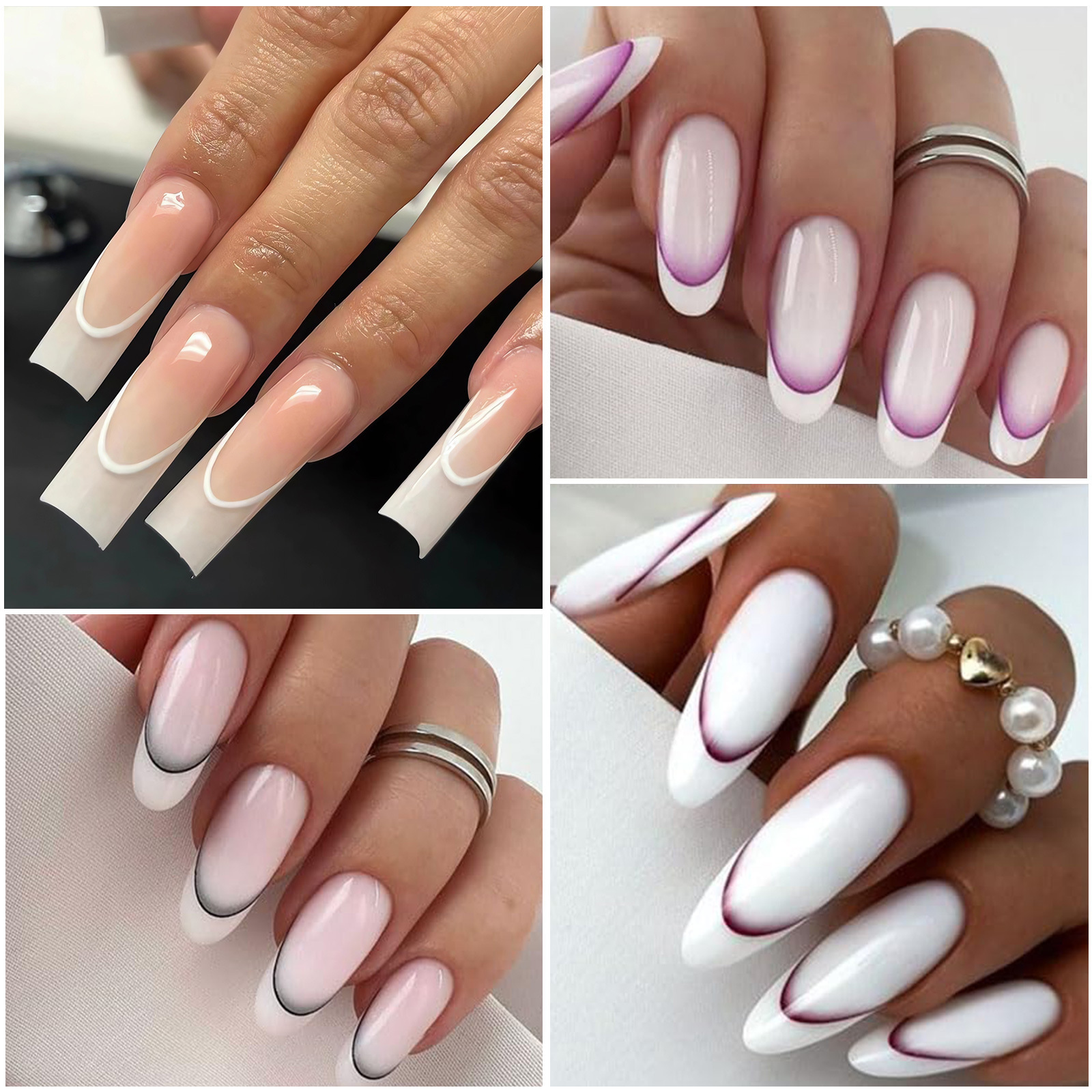 Gradient French Nails Smile Stripe Line Stickers Adhesive Nail Accessories(NPP44)