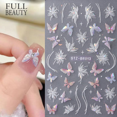 Wholesale Nail Art Transfer Stickers Adhesive Nail Decals Shinning Butterfly Flowers (NPP45)