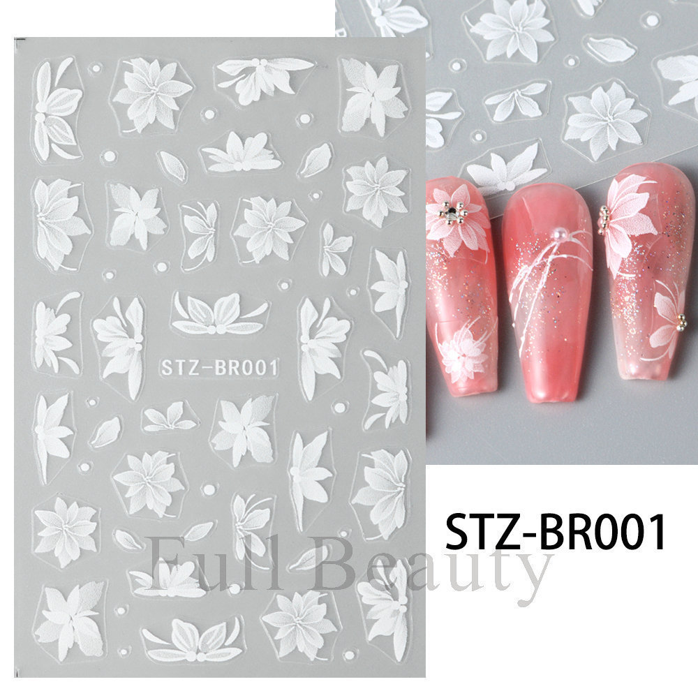 Wholesale Nail Art Transfer Stickers Adhesive Nail Decals Shinning Butterfly Flowers (NPP45)