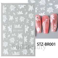 Wholesale Nail Art Transfer Stickers Adhesive Nail Decals Shinning Butterfly Flowers (NPP45)