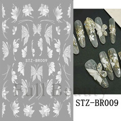 Wholesale Nail Art Transfer Stickers Adhesive Nail Decals Shinning Butterfly Flowers (NPP45)