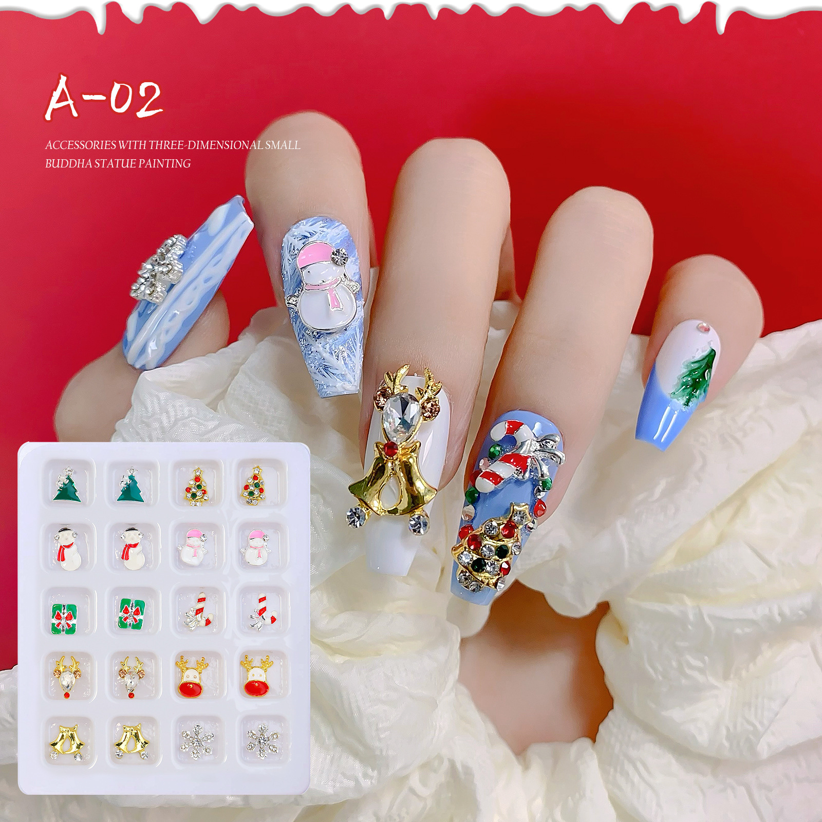 Christmas Nail Charms 3D Alloy Decorations DIY Nails Jewelry(D31)