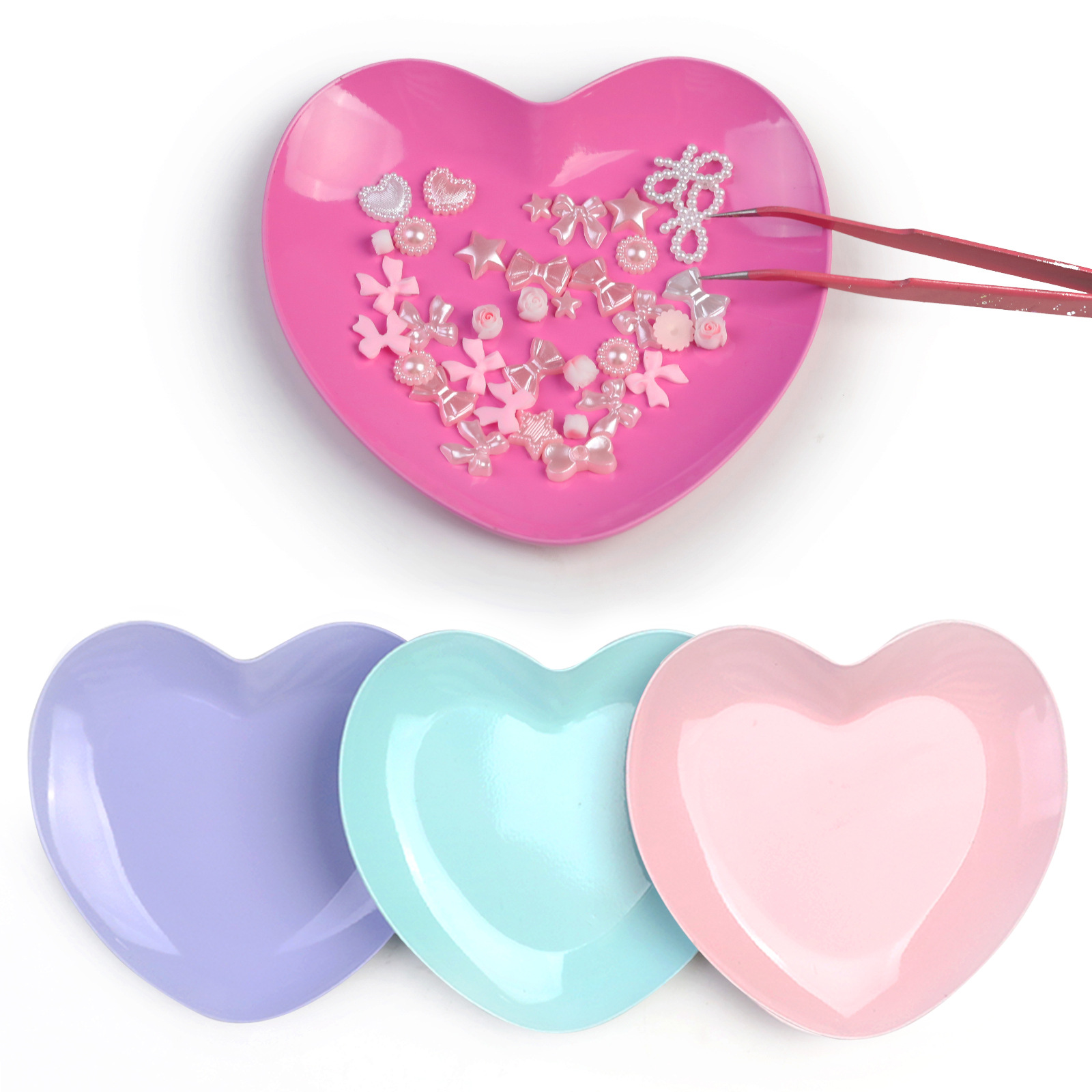 Stainless Steel Nail Art Heart-Shaped Storage Trays Manicure Tools