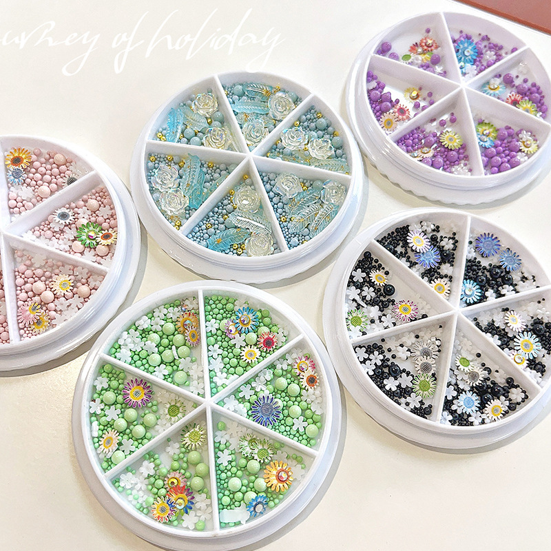 Wholesale Colorful Nail Art Decoration Mixed Flowers Pearls Charms(D127)