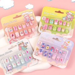 Children's Wearable Fake Nails 12 pcs Press On Nails Princess Rainbow Angel Nails (PNT-171)