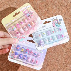 Children's Wearable Fake Nails 12 pcs Press On Nails Princess Rainbow Angel Nails (PNT-171)