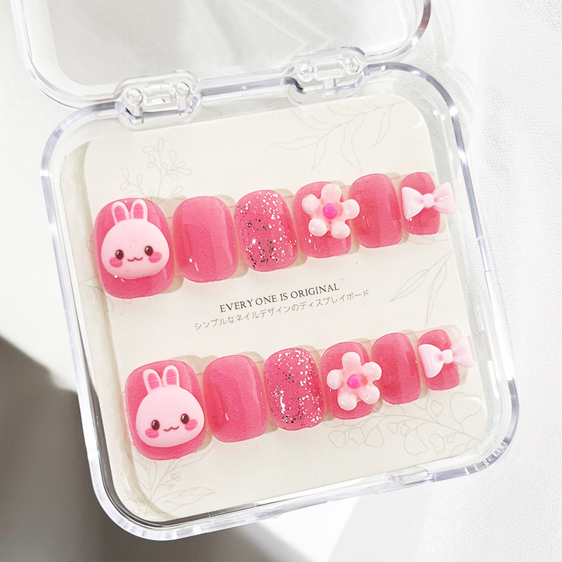 Self-adhesive Children Nail Tips in Cartoon Lovely Designs Wearable Fingernails  (PNT-184)