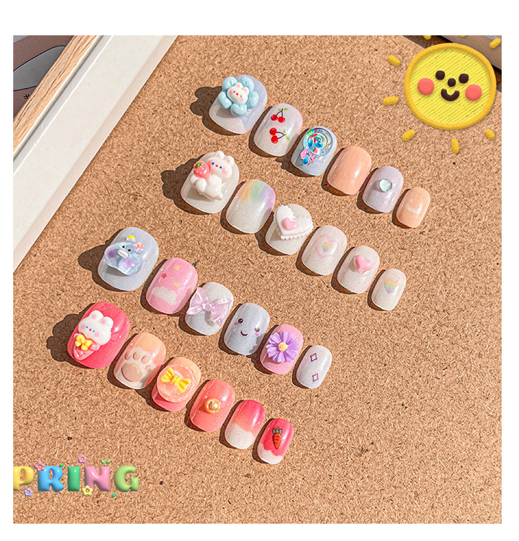 Self-adhesive Children Nail Tips in Cartoon Lovely Designs Wearable Fingernails  (PNT-184)