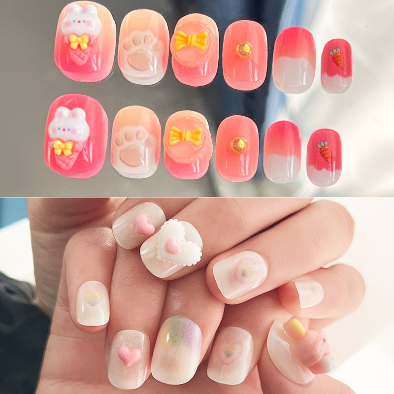 Self-adhesive Children Nail Tips in Cartoon Lovely Designs Wearable Fingernails  (PNT-184)