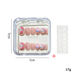 Newest Children's Wearable Fake Nails 12 pcs Press On Nails Lovely Designs with Double Side Sticker (PNT-207)