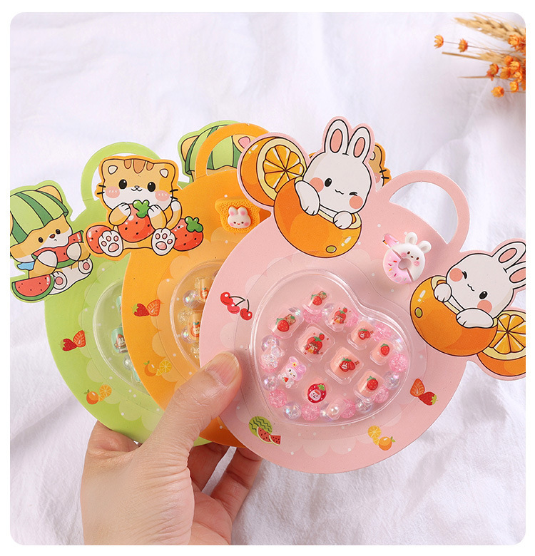 Kids Press On Nails With Bracelet Ring Kits Animals Cartoon Fingertips (PNT-109)