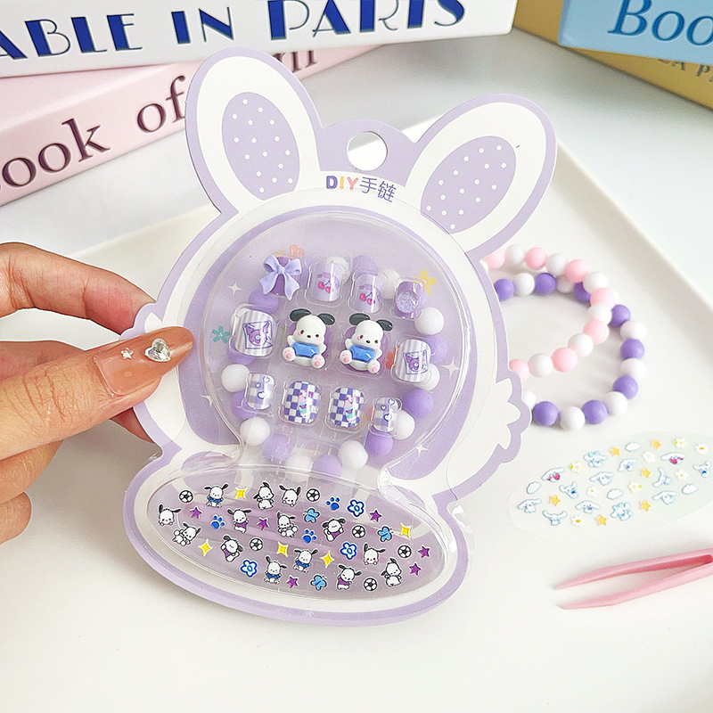 Hot Sale Children's Wearable Fingernails DIY Bracelet Cartoon Sticker Kit (PNT-209)