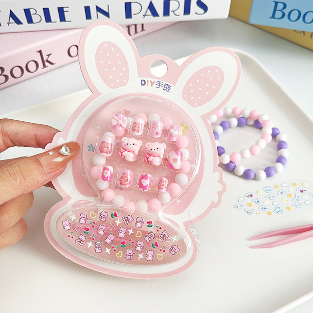 Hot Sale Children's Wearable Fingernails DIY Bracelet Cartoon Sticker Kit (PNT-209)
