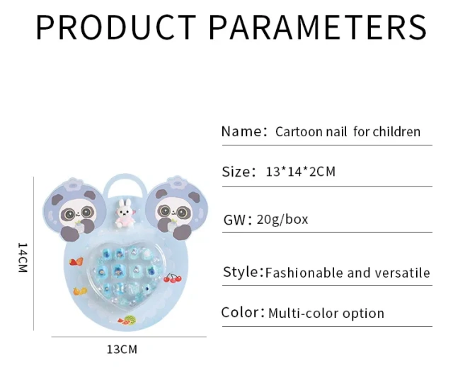 Kids Press On Nails With Bracelet Ring Kits Animals Cartoon Fingertips (PNT-109)