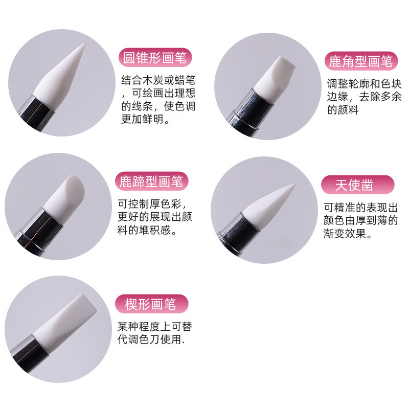 Manicure Dual-Ended 2 Ways Silicone Brushes Sculpture Pens Nail Art Painting Carving Dotting Tools(B046)