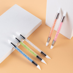 Manicure Dual-Ended 2 Ways Silicone Brushes Sculpture Pens Nail Art Painting Carving Dotting Tools(B046)