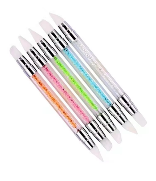 Manicure Dual-Ended 2 Ways Silicone Brushes Sculpture Pens Nail Art Painting Carving Dotting Tools(B046)