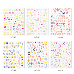 Best Sale Simple Nail Art Self-Adhesive Embossed Stickers Cute Lovely Flowers Heart Shapes(NPP47)