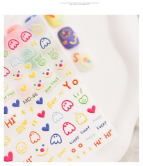 Best Sale Simple Nail Art Self-Adhesive Embossed Stickers Cute Lovely Flowers Heart Shapes(NPP47)