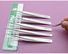 Nail Supply High Quality Stainless Steel Nail Art Tweezers Straight Carved Eyelash Picking Tools (TW01)