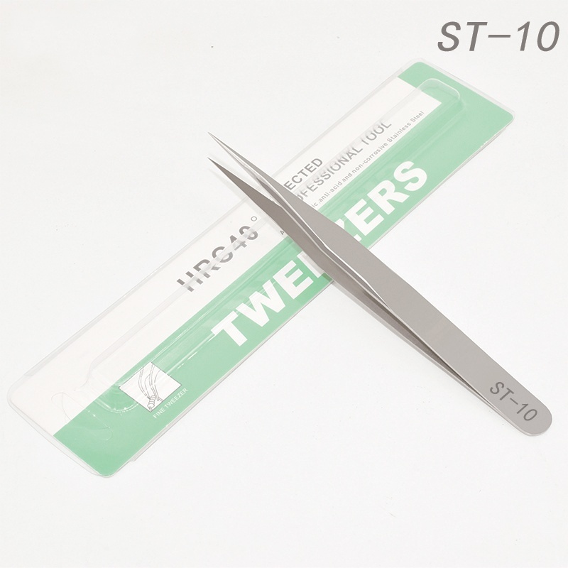 Nail Supply High Quality Stainless Steel Nail Art Tweezers Straight Carved Eyelash Picking Tools (TW01)